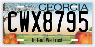 GA license plate CWX8795