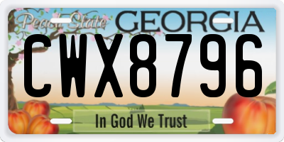 GA license plate CWX8796