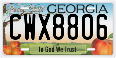 GA license plate CWX8806