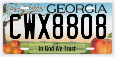 GA license plate CWX8808