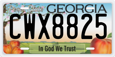 GA license plate CWX8825