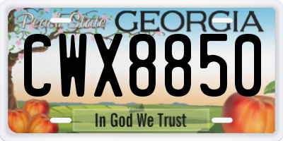 GA license plate CWX8850