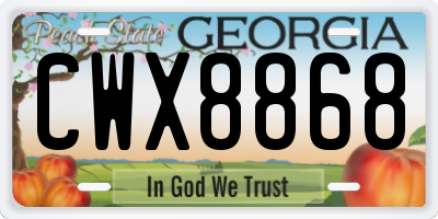 GA license plate CWX8868