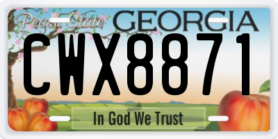 GA license plate CWX8871