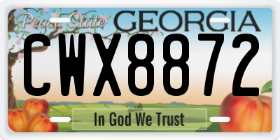 GA license plate CWX8872