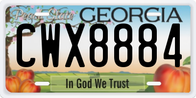 GA license plate CWX8884
