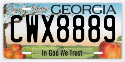 GA license plate CWX8889