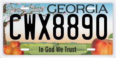 GA license plate CWX8890