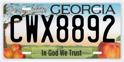 GA license plate CWX8892