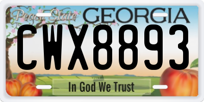 GA license plate CWX8893