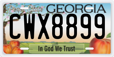 GA license plate CWX8899