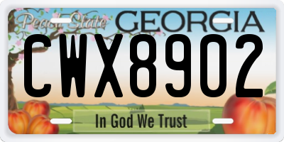 GA license plate CWX8902