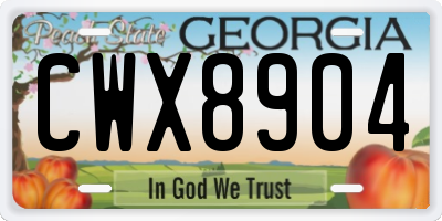 GA license plate CWX8904