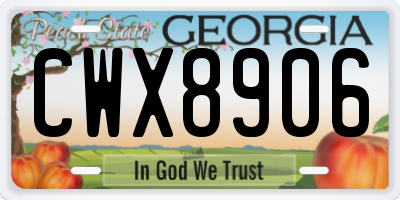 GA license plate CWX8906