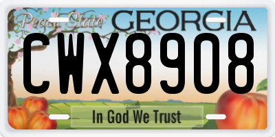 GA license plate CWX8908