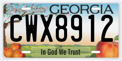 GA license plate CWX8912