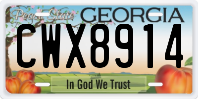 GA license plate CWX8914