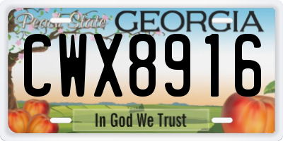 GA license plate CWX8916