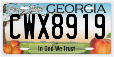 GA license plate CWX8919