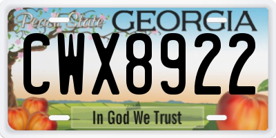 GA license plate CWX8922