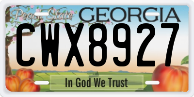 GA license plate CWX8927