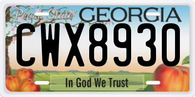 GA license plate CWX8930