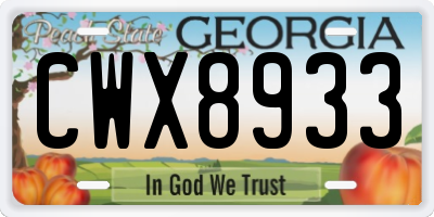 GA license plate CWX8933