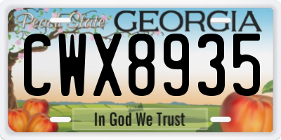 GA license plate CWX8935