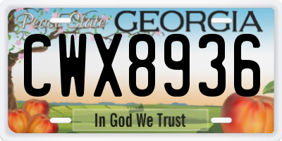 GA license plate CWX8936