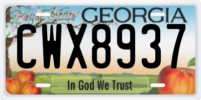 GA license plate CWX8937