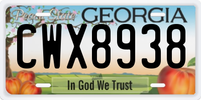 GA license plate CWX8938