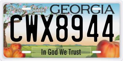 GA license plate CWX8944