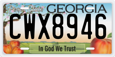 GA license plate CWX8946