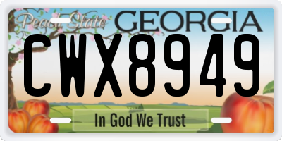 GA license plate CWX8949