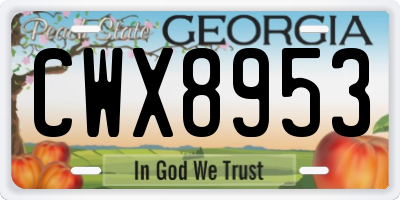 GA license plate CWX8953