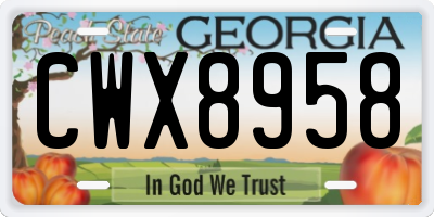 GA license plate CWX8958