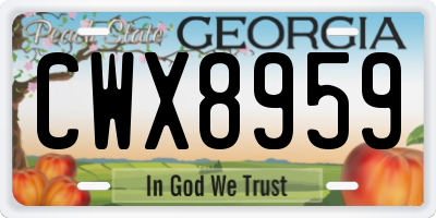 GA license plate CWX8959