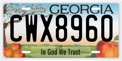GA license plate CWX8960