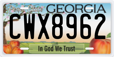 GA license plate CWX8962