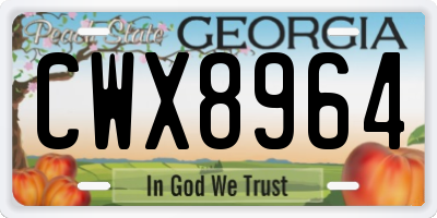 GA license plate CWX8964