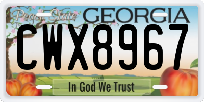 GA license plate CWX8967