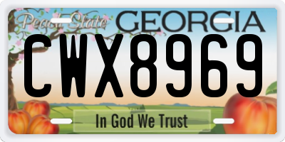 GA license plate CWX8969