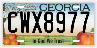 GA license plate CWX8977