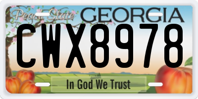 GA license plate CWX8978