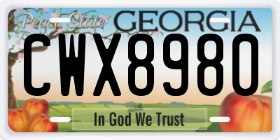 GA license plate CWX8980