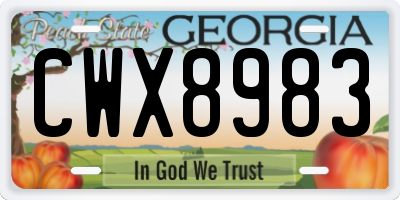 GA license plate CWX8983
