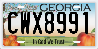 GA license plate CWX8991