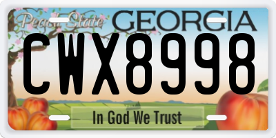 GA license plate CWX8998
