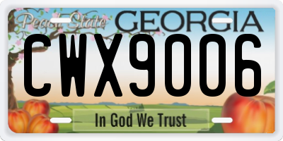 GA license plate CWX9006