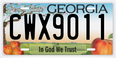 GA license plate CWX9011